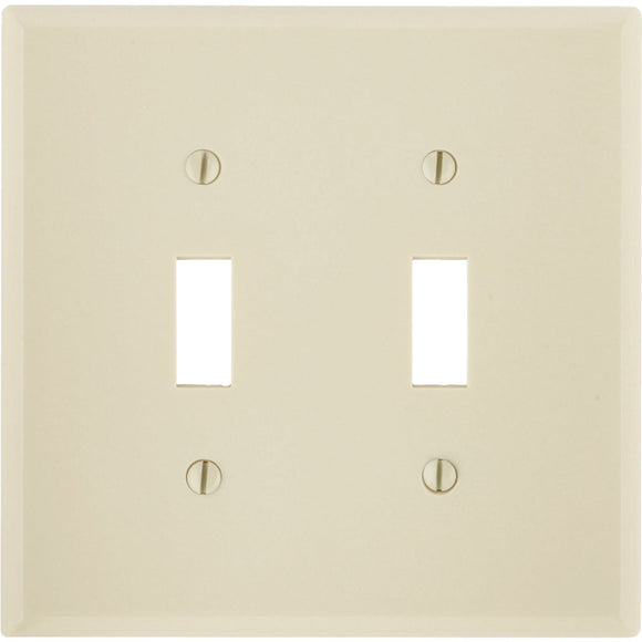 Leviton 2-Gang Plastic Toggle Switch Wall Plate, Ivory