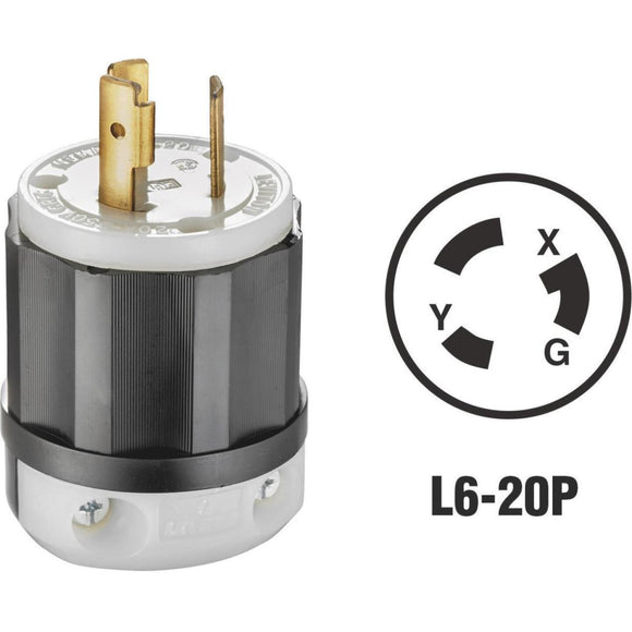 Leviton 20A 250V 3-Wire 2-Pole Industrial Grade Locking Cord Plug