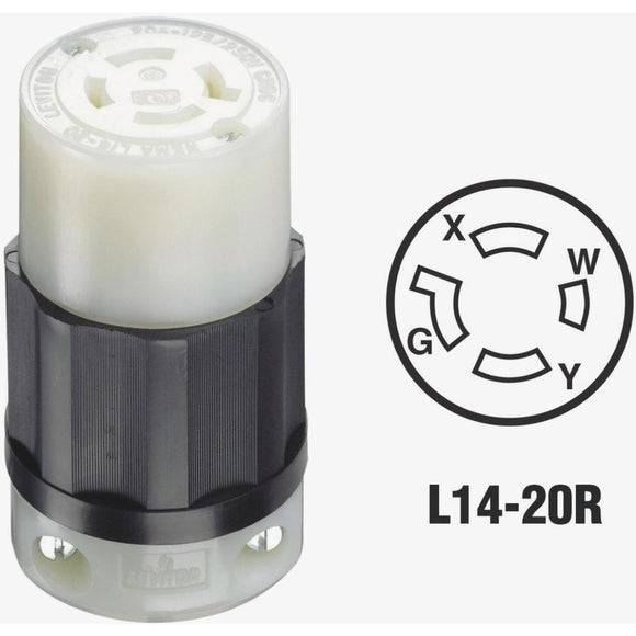 Leviton 20A 125V/250V 4-Wire 3-Pole Industrial Grade Locking Cord Connector