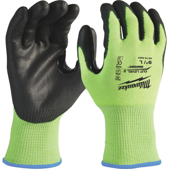 Milwaukee Men's Large Cut Level 2 High Vis Polyurethane Dipped Glove