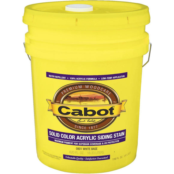 Cabot Solid Color Acrylic Siding Exterior Stain, White Base, 5 Gal.
