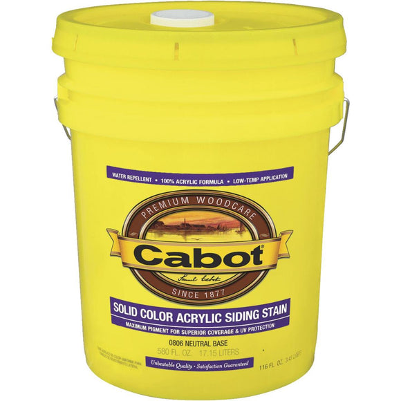 Cabot Solid Color Acrylic Siding Exterior Stain, Neutral Base, 5 Gal.