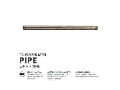 Southland 3/4-in x 36-in Galvanized Steel Schedule 40 Pipe